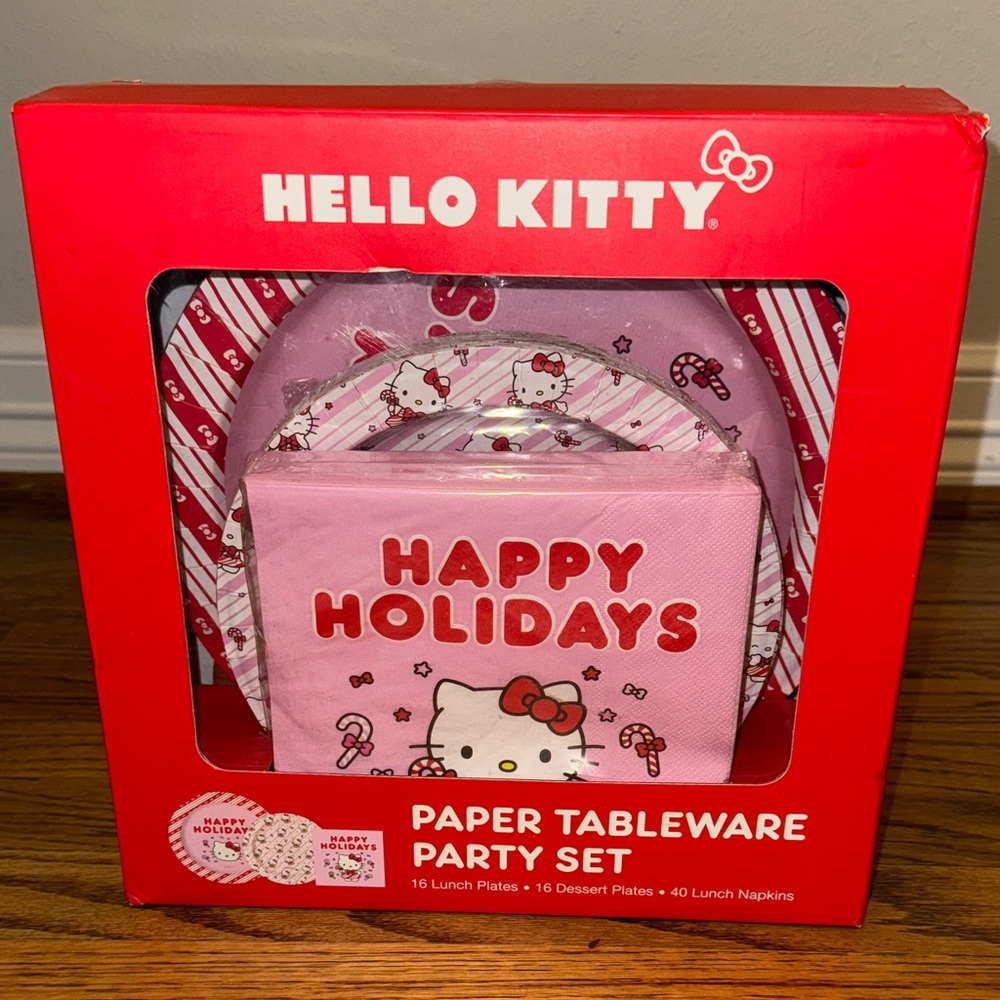 Hello Kitty Festive Paper Tableware Set - Red and Pink